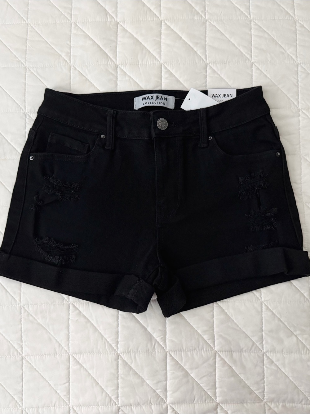 Wax jeans Black Distressed Women's Denim Shorts